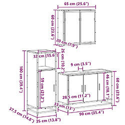 vidaXL Ensemble de meubles de salle de bain 3 pcs Chêne fumé pas cher