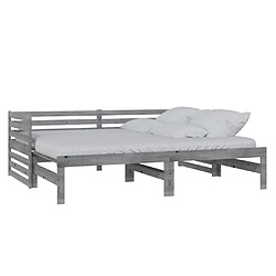 vidaXL Lit coulissant sans matelas gris 2x(90x200) cm