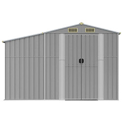 Helloshop26 Abri de jardin cabane cabanon maison de stockage remise extérieur hangar outils robuste 277 x 192,5 x 179 cm acier galvanisé gris 02_0022236