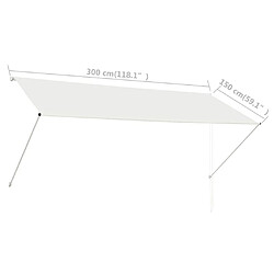 vidaXL Auvent rétractable 300x150 cm Crème pas cher