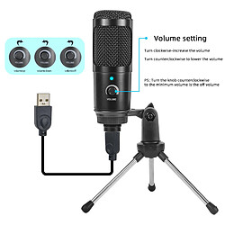 Universal Condenseur USB Set de microphone avec support PC Ordinateur portable Studio Chanter Jeu Streaming