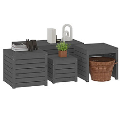 Avis vidaXL Ensemble de boîtes de jardin 4 pcs gris bois de pin massif