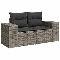 Acheter vidaXL Salon de jardin 6 pcs avec coussins gris résine tressée