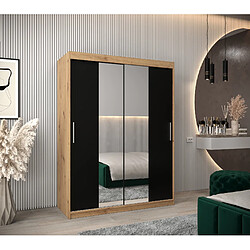 Abiks Meble Armoire Tokyo 1 à portes coulissantes 200/150/62 2 portes (artisan/noir)