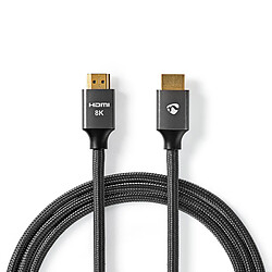 Nedis Câble HDMI Ultra-Haute Vitesse Connecteur HDMI™ vers Connecteur HDMI™ Gris métal Câble Tressé 1,0 m