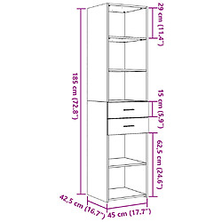 vidaXL Buffet haut blanc 45x42,5x185 cm bois d'ingénierie pas cher