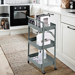 Ahd Amazing Home Design Chariot de cuisine pliable 3 étagères poignée et roulettes Pikas Plus, Couleur: Gris foncé