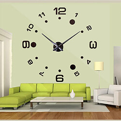 Acheter moderne diy grande horloge murale grande montre 3d miroir quartz analogique horloge noir