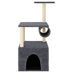 Helloshop26 Arbre à chat meuble tour grimper jouet grattage grattoir escalade plateforme avec griffoirs en sisal foncé 109,5 cm gris 02_0022641