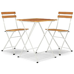 Maison Chic Table de bistro pliable et chaises d'extérieur 3 pcs,Ensemble de bistro de jardin pour relax Bois d'acacia solide et acier -GKD673965