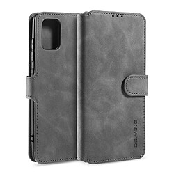 Dg.Ming Etui en PU style rétro avec support gris pour votre Samsung Galaxy A51