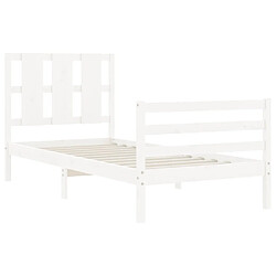 Maison Chic Lit adulte - Cadre de lit et tête de lit,Structure du lit Contemporain pour chambre blanc 100x200 cm bois massif -MN91830 pas cher