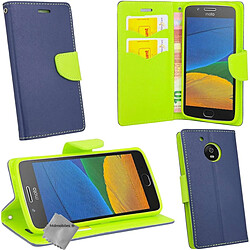 Htdmobiles Housse etui portefeuille pour Motorola Moto G5 + film ecran - BLEU / VERT