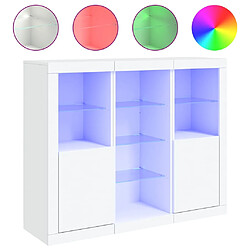 Maison Chic Lot de 3 Commode Buffet - Meuble de rangements avec lumières LED blanc bois d'ingénierie -GKD23420