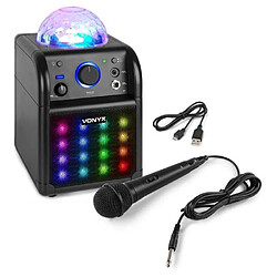 Fenton ENCEINTE KARAOKÉ SUR BATTERIE, BT, AVEC EFFETS LEDS, NOIR 50 W Dôme RGB+ MICRO