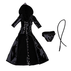 Ensemble de sous-vêtements et Fouet de Style Gothique En PU 1/6 pour Figurine de 12 "