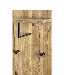 Pegane Garderobe murale, Patère murale en bois coloris chêne huilé et métal noir -longueur 30 x profondeur 20 x hauteur 100 cm pas cher