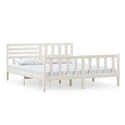 Maison Chic Lit Super King - Cadre de lit,Structure du lit Contemporain pour chambre Blanc Bois massif 180x200 cm -MN68845