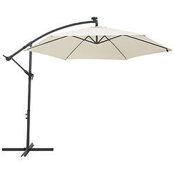 Beliani Parasol déporté beige avec éclairage LED d 285 cm CORVAL pas cher