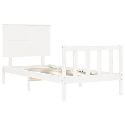 Maison Chic Lit adulte - Cadre Structure de lit avec tête de lit Contemporain blanc 90x200 cm bois massif -MN63592 pas cher