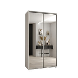 Abiks Meble Armoire à portes coulissantes Davos 2 H235.2 x L140 x P45 2 portes coulissante (Blanc/Blanc/Argent)