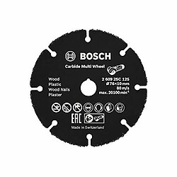 Bosch 260925C125 Disque à tronçonner Carbide Multi Wheel (Bois, Plastique, Tuyau en cuivre, Ø 76 mm, alésage Ø 10 mm, Accessoire pour meuleuse Angulaire)