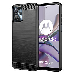 Htdmobiles Coque pour Motorola Moto G13 4G / G23 4G / G53 5G - housse etui silicone gel carbone + verre trempe - NOIR