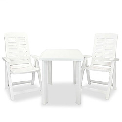 vidaXL Ensemble de bistro 3 pcs Plastique Blanc