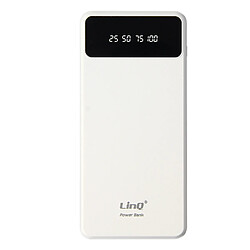 Batterie Secours 15000mAh Câble 4 en 1 Amovible et Sortie USB Compact LinQ blanc