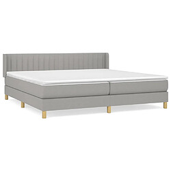 vidaXL Sommier à lattes de lit avec matelas Gris clair 200x200cm Tissu