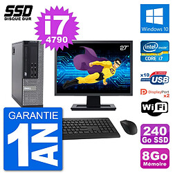 PC Dell 9020 SFF Ecran 27" Intel Core i7-4790 RAM 8Go SSD 240Go Windows 10 Wifi - Occasion