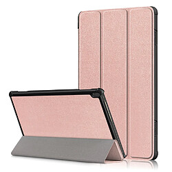 Etui en PU avec support tri-pliure or rose pour votre Lenovo Tab M10 TB-X605F/TB-X505