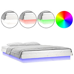 vidaXL Cadre de lit à LED sans matelas blanc bois massif