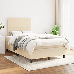 Maison Chic Structures de lit + matelas,Lit à sommier tapissier avec matelas Crème 120x200 cm Tissu -MN30910