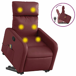 Maison Chic Fauteuil Relax pour salon, Fauteuil inclinable de massage Rouge bordeaux Similicuir -GKD34253