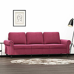 Maison Chic Canapé à 3 places,Canapé droit,Sofa de Salon,Banquette Rouge bordeaux 180 cm Velours -GKD919767