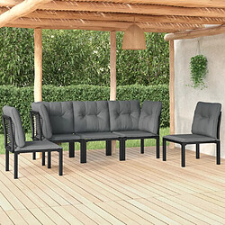 vidaXL Salon de jardin 5 pcs noir et gris résine tressée