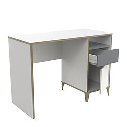 Avis Dansmamaison Bureau 1 porte 1 tiroir Blanc/Gris - NOAH