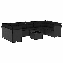 Maison Chic Salon de jardin 11 pcs avec coussins | Ensemble de Table et chaises | Mobilier d'Extérieur noir résine tressée -GKD60176