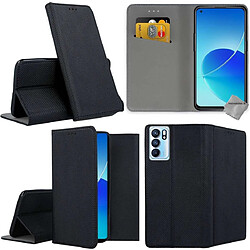 Htdmobiles Housse etui portefeuille avec coque intérieure en silicone pour Oppo Reno 6 5G + film ecran - NOIR MAGNET