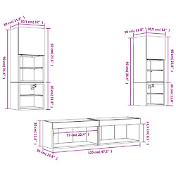 vidaXL Unités murales TV avec LED 6 pcs chêne sonoma bois d'ingénierie pas cher