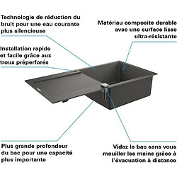 Evier 1 bac K500 GROHE - Egouttoir gauche - A encastrer - Installation rapide - L 100 x P 50 cm - Quartz composite pas cher