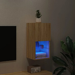 Maison Chic Meuble TV avec lumières LED, Banc TV pour salon, Meuble de rangement chêne sonoma 30,5x30x60 cm -GKD14246 pas cher