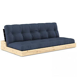 Inside 75 Canapé lit futon BASE bleu marine couchage 130cm dossiers noirs coffres