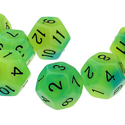 Avis Dés de jeu à 12 faces Dés de 18mm pour les jeux de société et l'enseignement des mathématiques Vert + Bleu