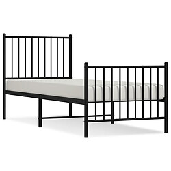 vidaXL Cadre de lit métal sans matelas avec pied de lit noir 75x190 cm