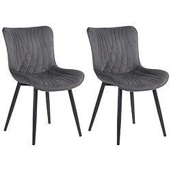 Decoshop26 Lot de 2 chaises de salle à manger coutures décoratives assise en PVC gris foncé 10_0001676