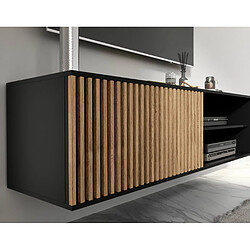 Avis Bestmobilier Savanna - meuble TV suspendu - bois et noir - 150 cm