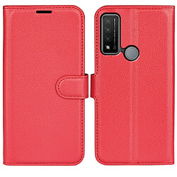 Etui en PU texture litchi avec support, rouge pour votre TCL 20R 5G