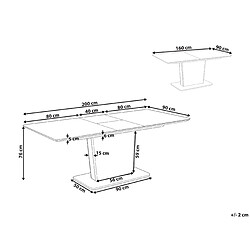 Avis Beliani Table de salle à manger extensible blanche 160/200 x 90cm SUNDS